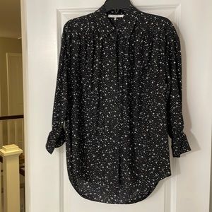 Frame silk top with fun diamond and star pattern